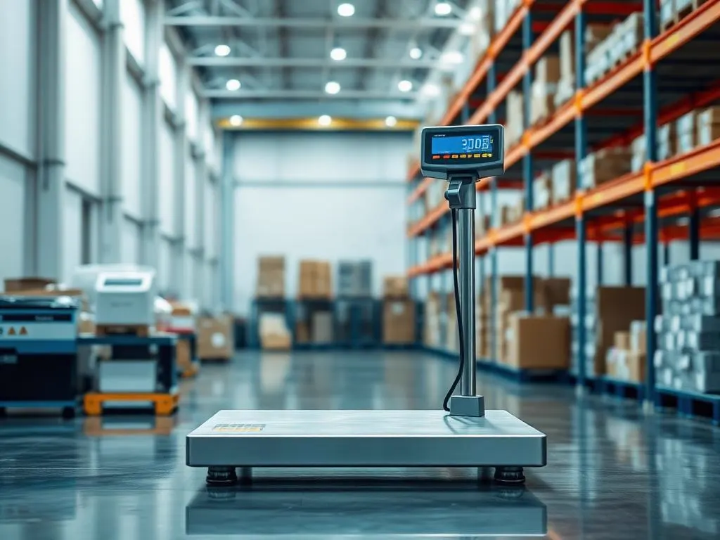 Industrial platform scale in warehouse
