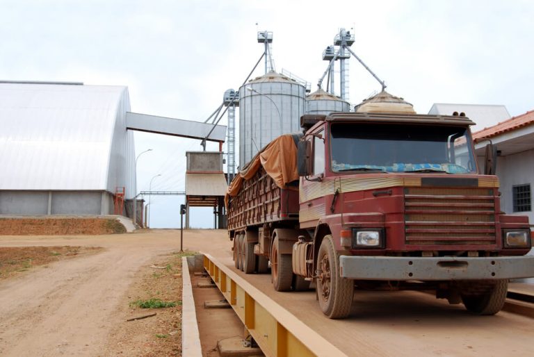 Truck on top of a vehicle weighing equipment