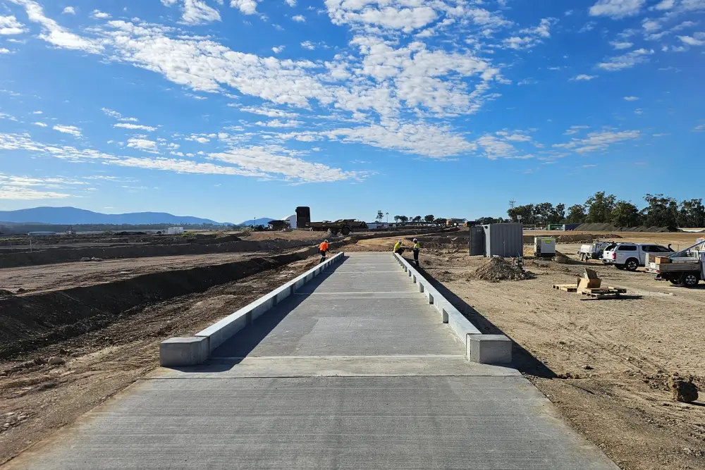 front view of weigh bridge under clear blue sky