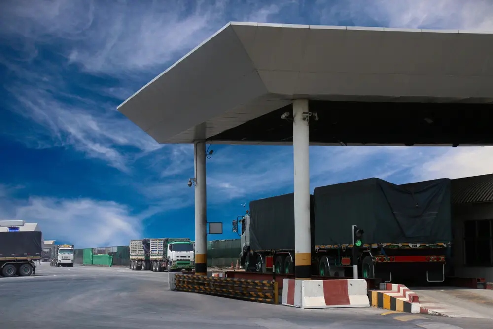 Large industrial truck being weighed before dispatch