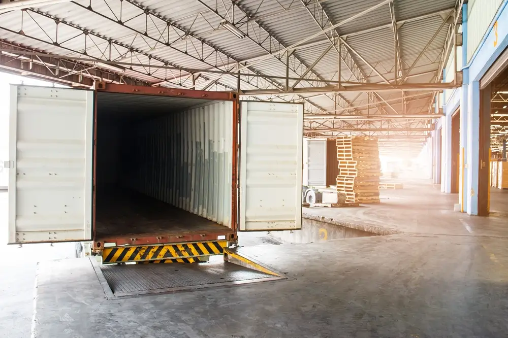 Heavy container truck waiting to be loaded